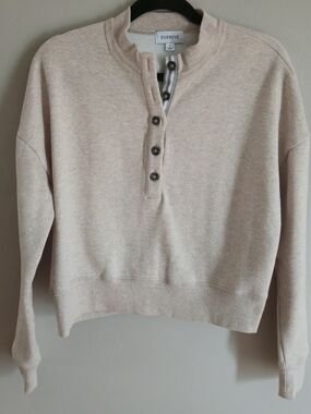 Evereve Button Henley Pullover - Beige